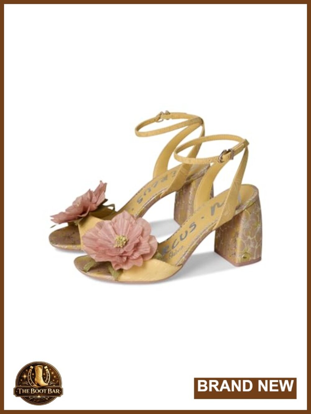 Lace Up Slingback Block Heel Sandals Open Toe Buckle Floral